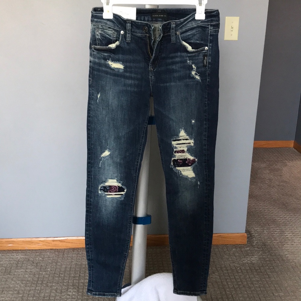 Skinny silver jeans